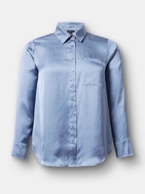torrid Light Blue Satin Button-Down Blouse size large